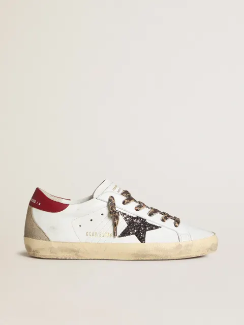 Super-Star Donna in nappa con stella in glitter e talloncino in nappa rossa