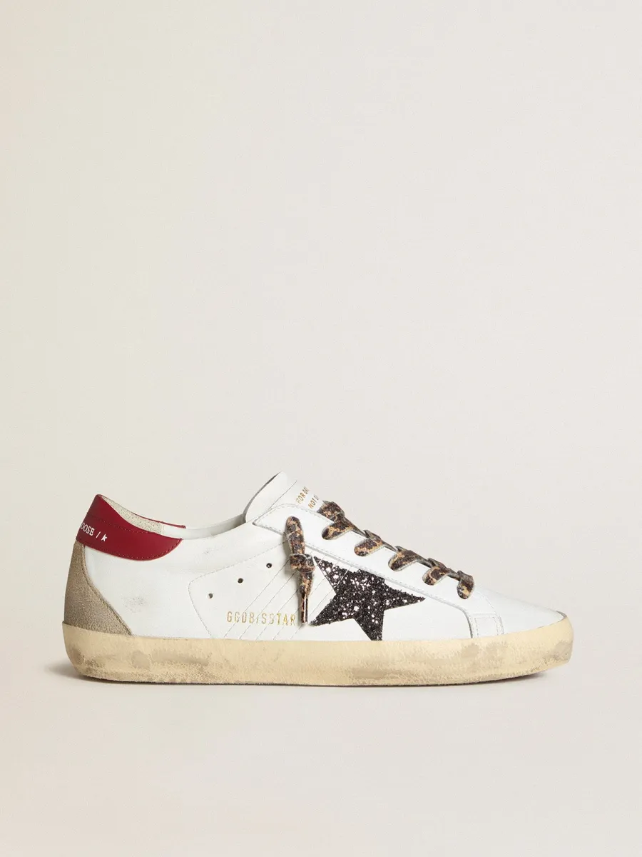 Super-Star Donna in nappa con stella in glitter e talloncino in nappa rossa