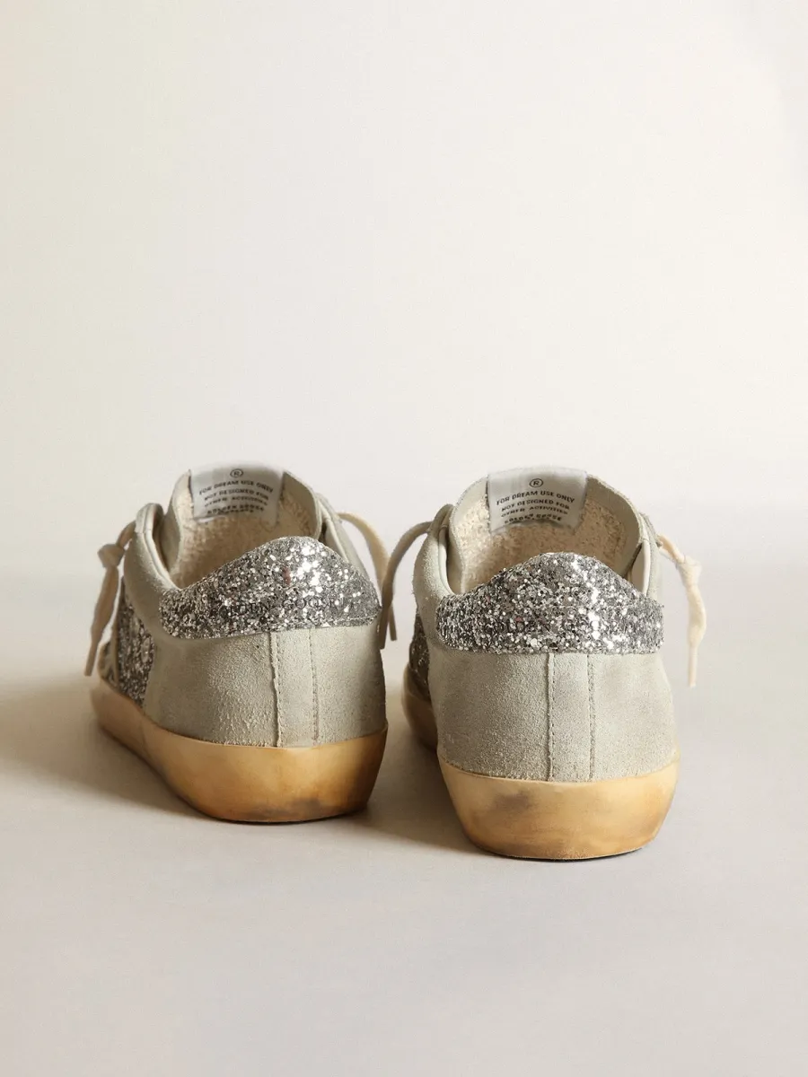 Super-Star Donna in glitter argento con stella e inserti ghiaccio