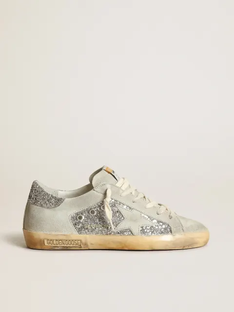 Super-Star Donna in glitter argento con stella e inserti ghiaccio