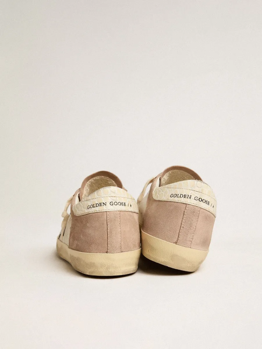 Super-Star Donna in suede rosa con stella in pelle laminata argento