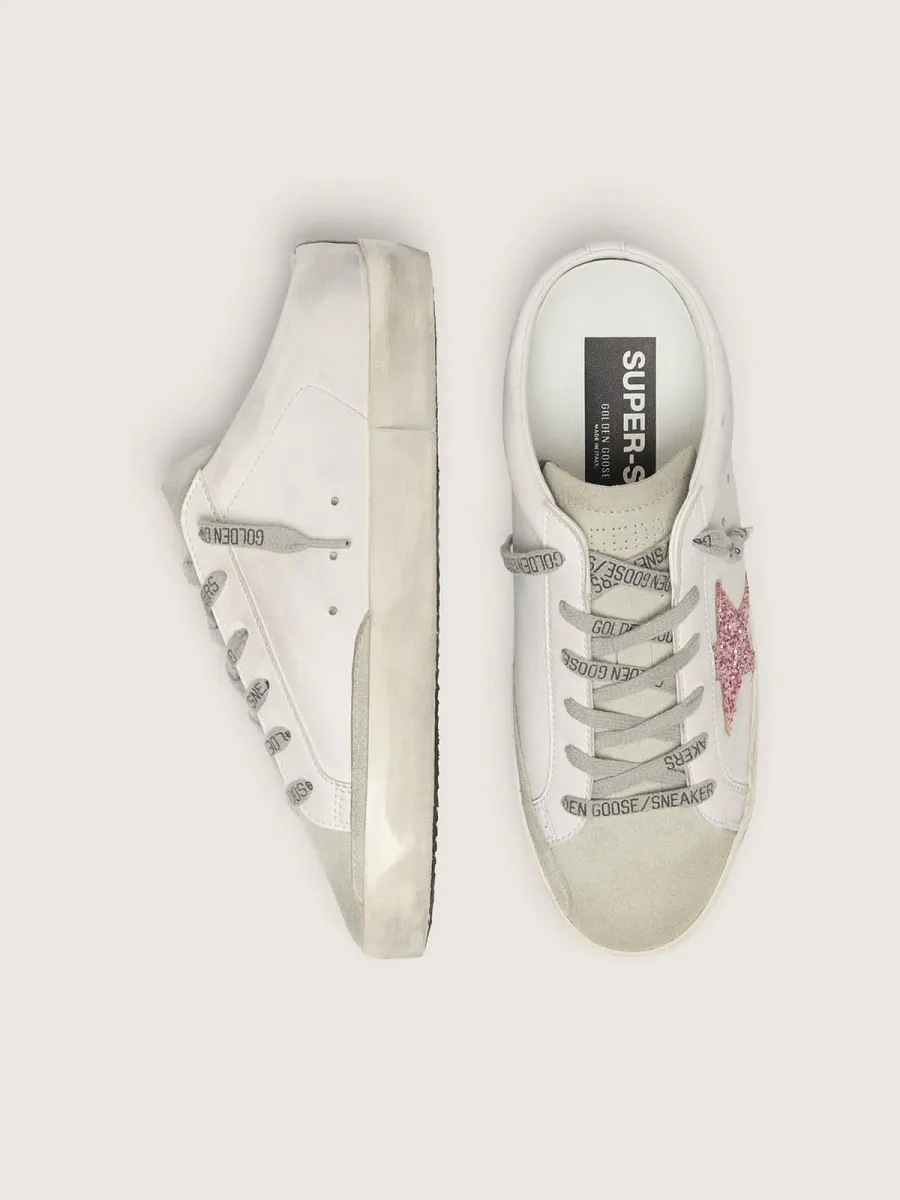 Super-Star Sabot bio-based con stella in glitter rosa e punta in suede