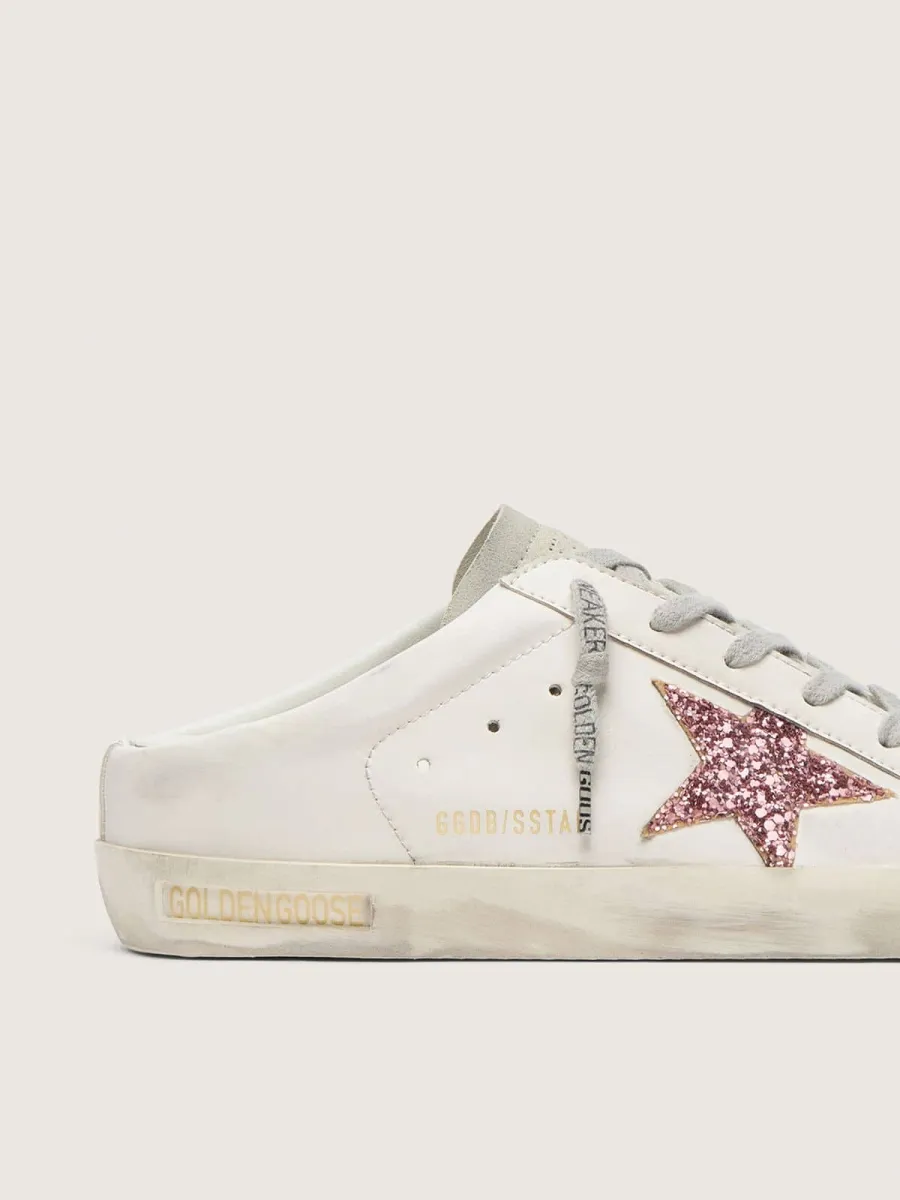 Super-Star Sabot bio-based con stella in glitter rosa e punta in suede