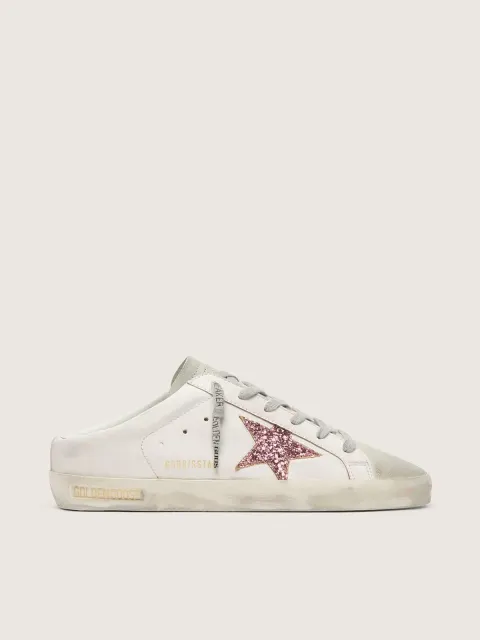Super-Star Sabot bio-based con stella in glitter rosa e punta in suede