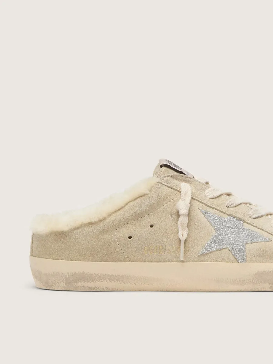 Super-Star Sabot con stella in cristalli Swarovski e fodera in shearling