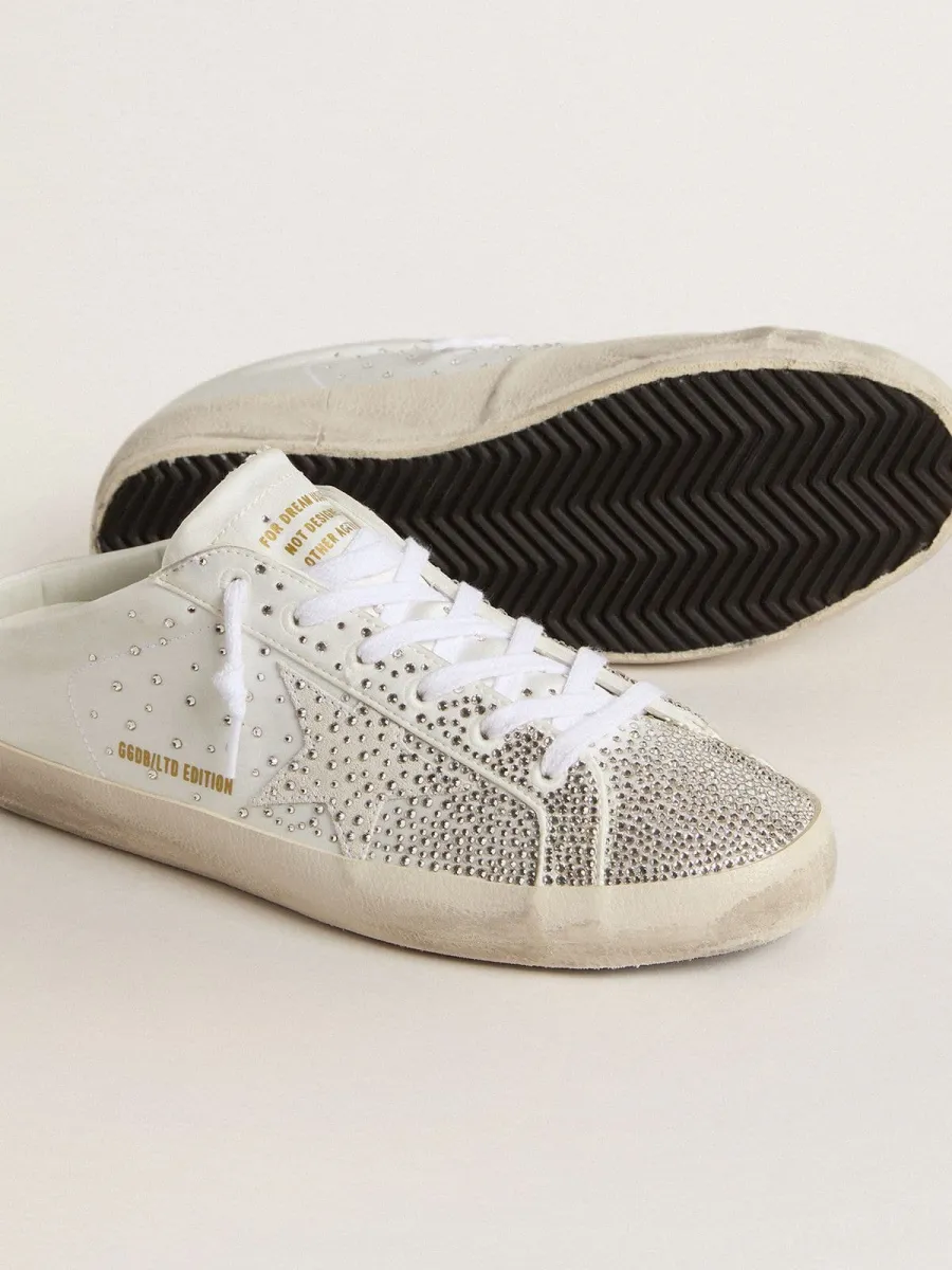 Super-Star Sabot LTD Donna con stella in suede grigia e cristalli Swarovski