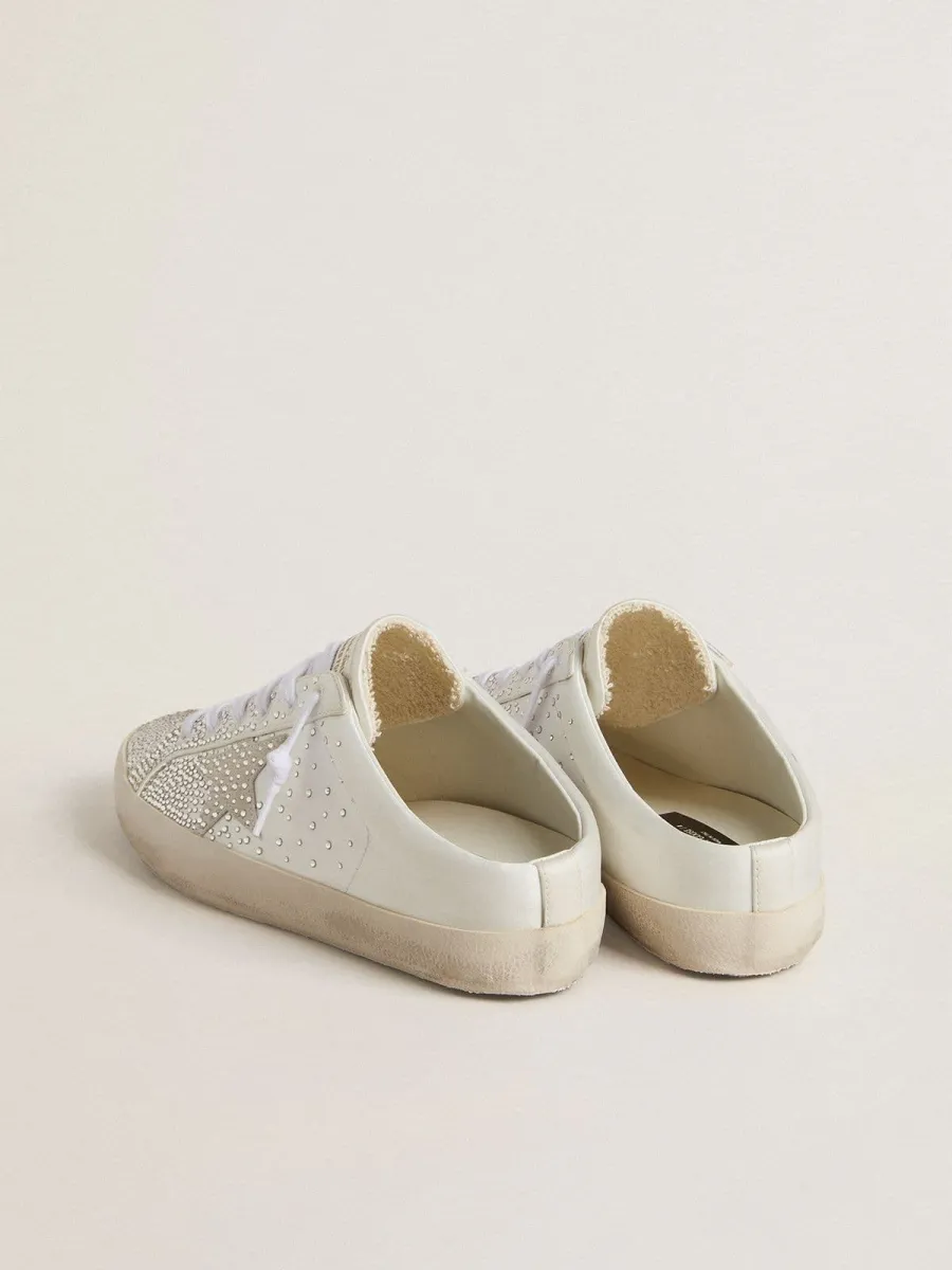 Super-Star Sabot LTD Donna con stella in suede grigia e cristalli Swarovski