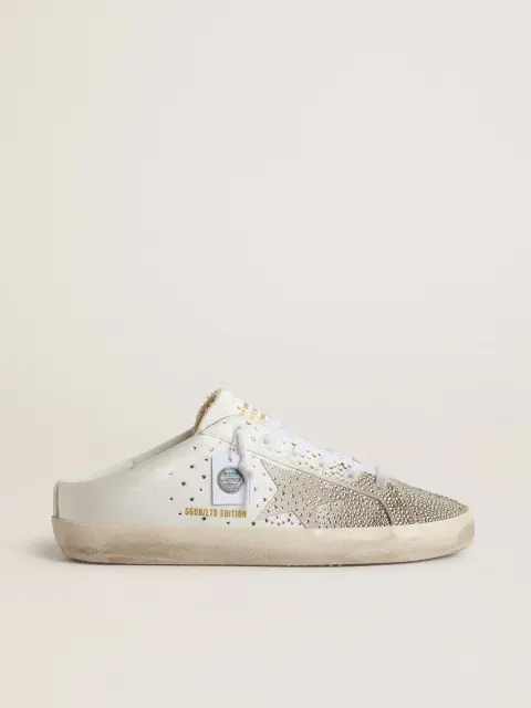 Super-Star Sabot LTD Donna con stella in suede grigia e cristalli Swarovski