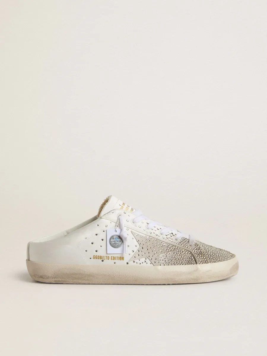 Super-Star Sabot LTD Donna con stella in suede grigia e cristalli Swarovski