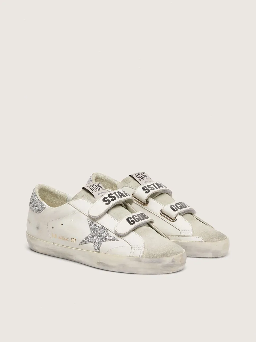 Old School Donna con stella in glitter argento con linguetta in suede ghiaccio