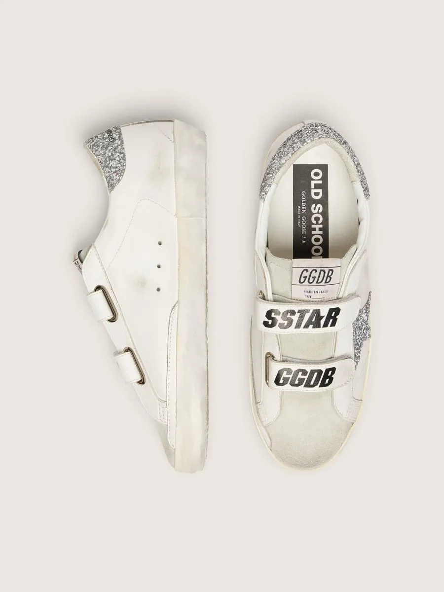 Old School Donna con stella in glitter argento con linguetta in suede ghiaccio