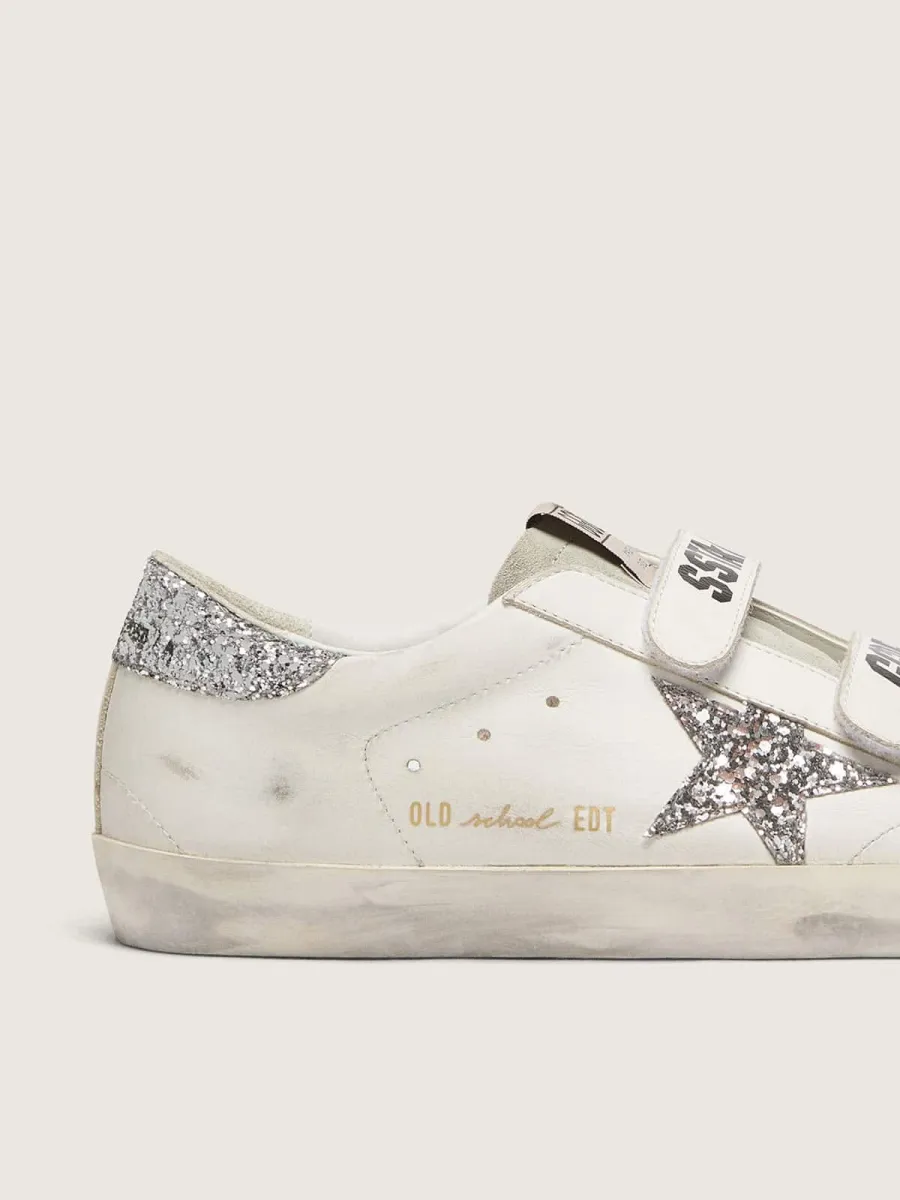 Old School Donna con stella in glitter argento con linguetta in suede ghiaccio