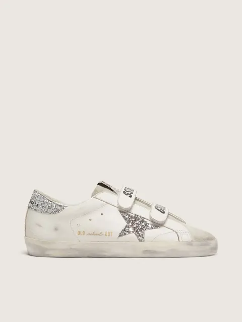 Old School Donna con stella in glitter argento con linguetta in suede ghiaccio