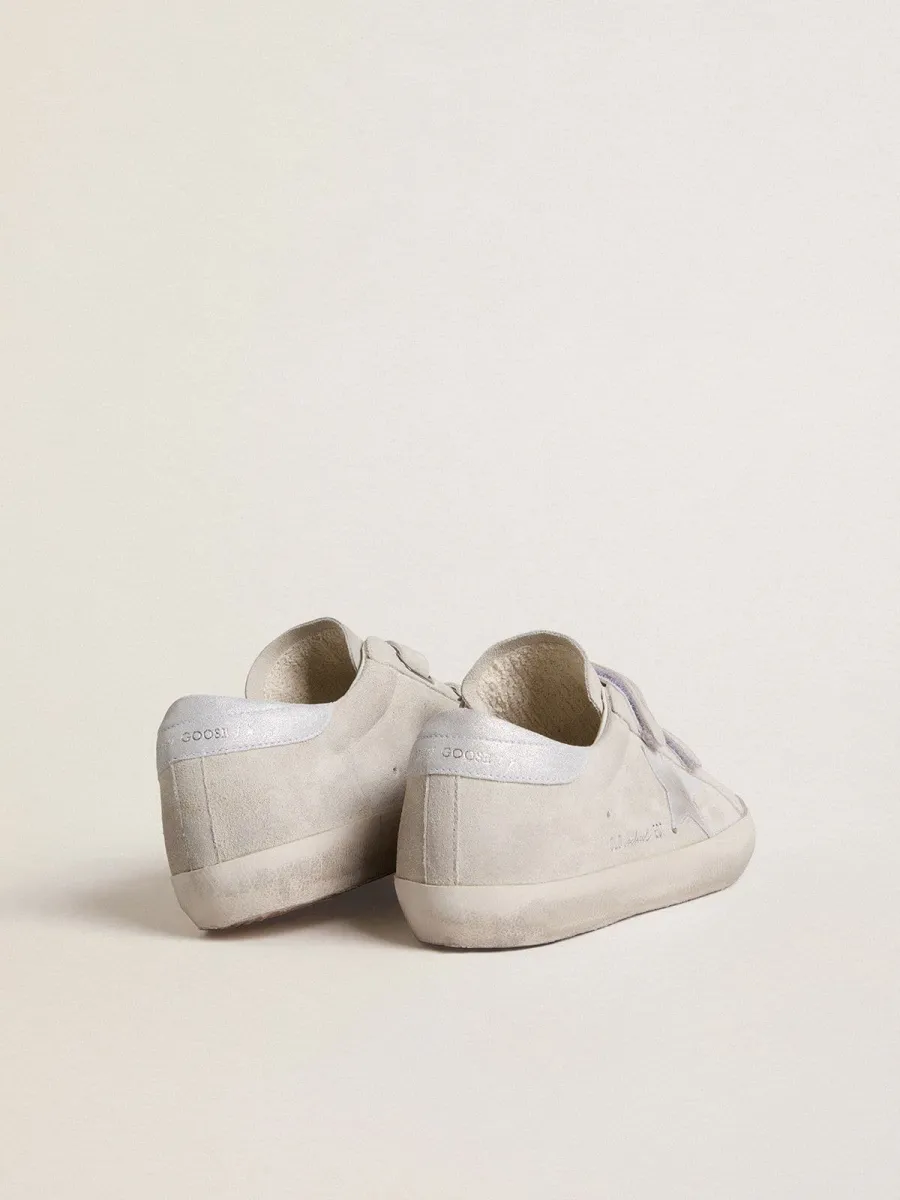 Old School Donna in suede grigio chiaro con stella in pelle con micro glitter