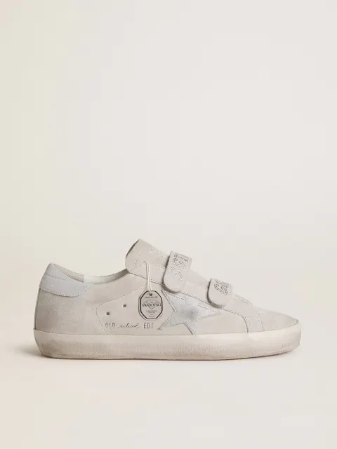 Old School Donna in suede grigio chiaro con stella in pelle con micro glitter