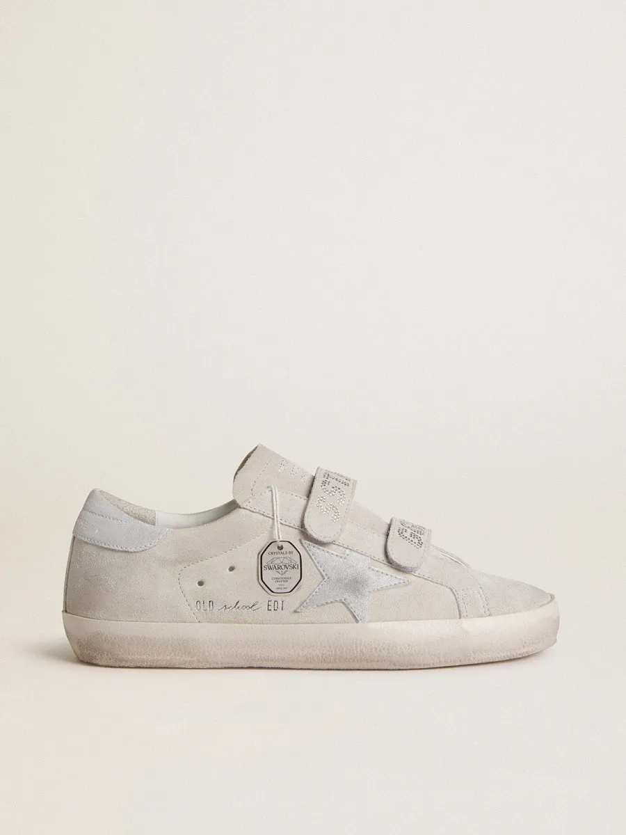Old School Donna in suede grigio chiaro con stella in pelle con micro glitter