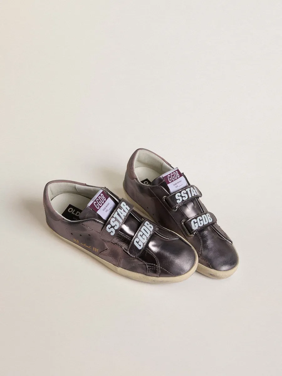 Old School Donna in pelle laminata viola con stella e talloncino in nabuk lilla