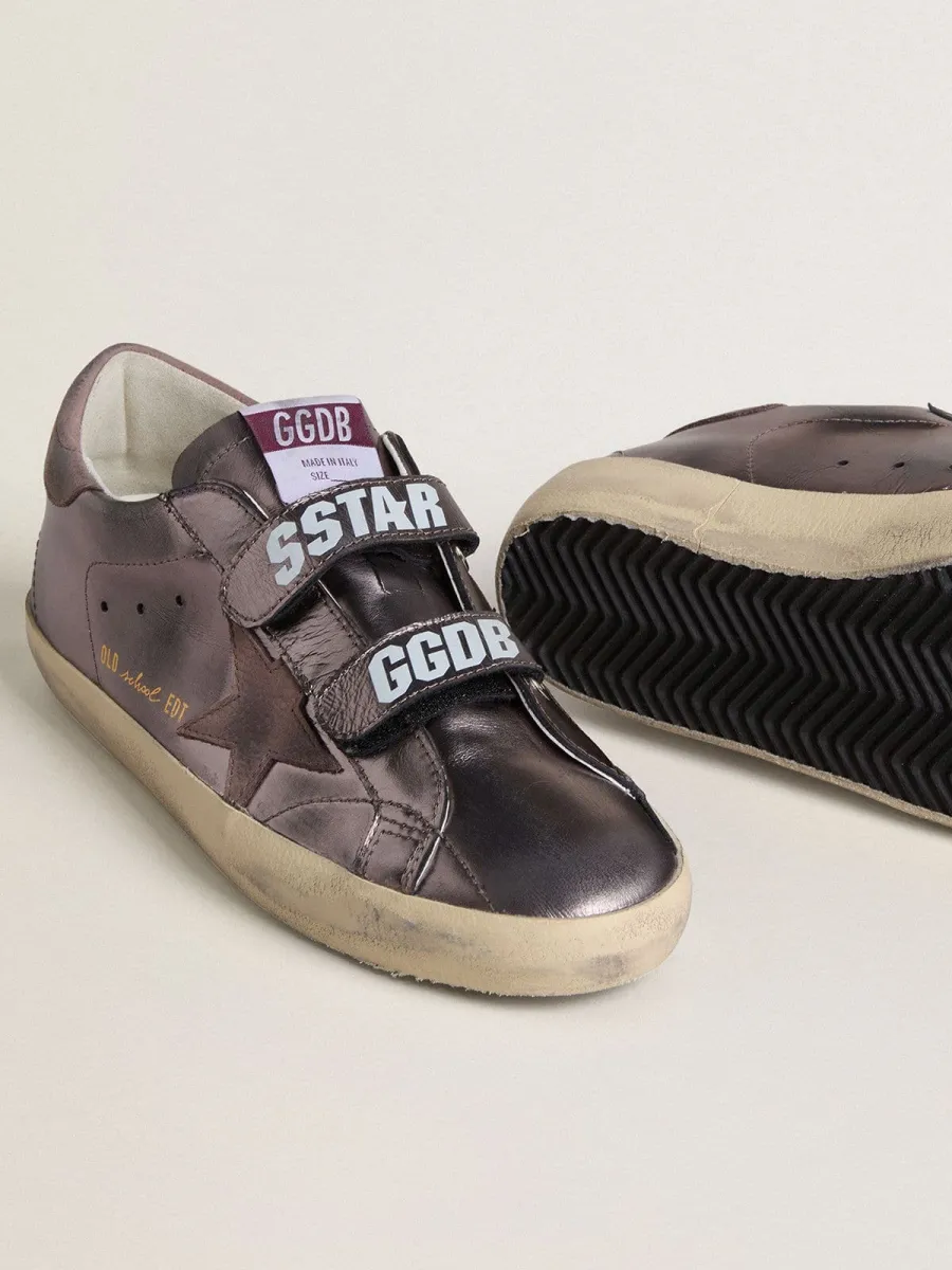 Old School Donna in pelle laminata viola con stella e talloncino in nabuk lilla