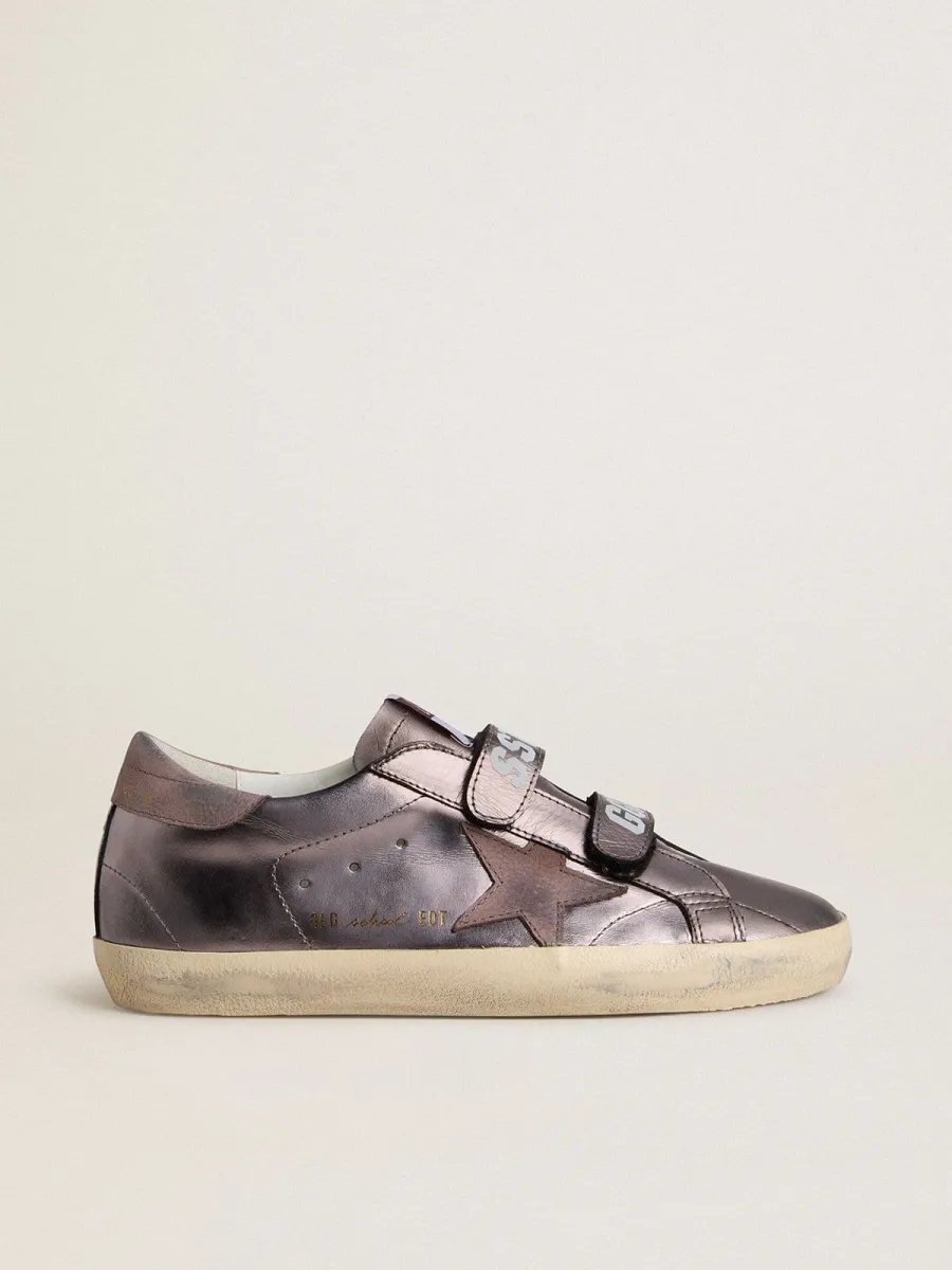 Old School Donna in pelle laminata viola con stella e talloncino in nabuk lilla