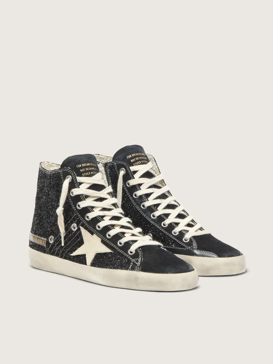 Francy Penstar in glitter con stella avorio e talloncino nero