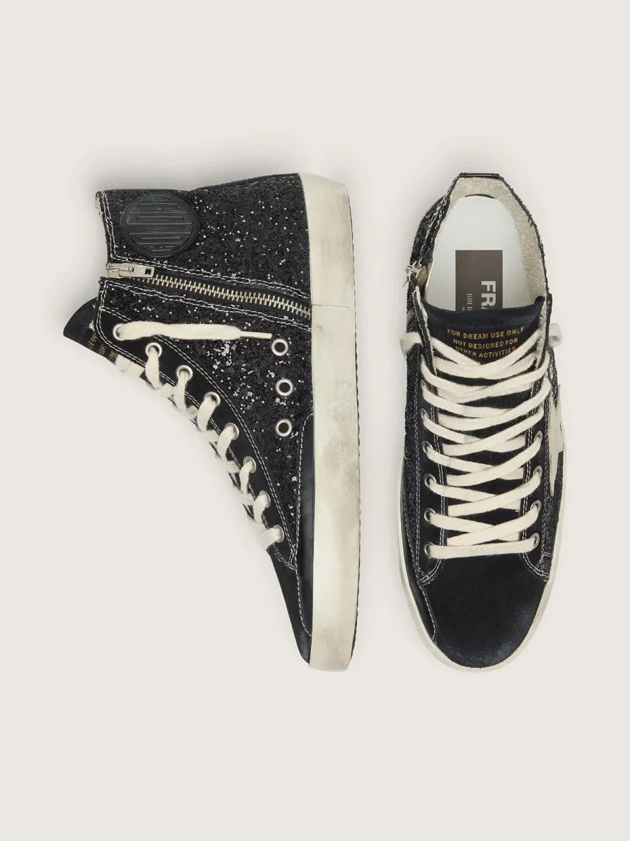 Francy Penstar in glitter con stella avorio e talloncino nero
