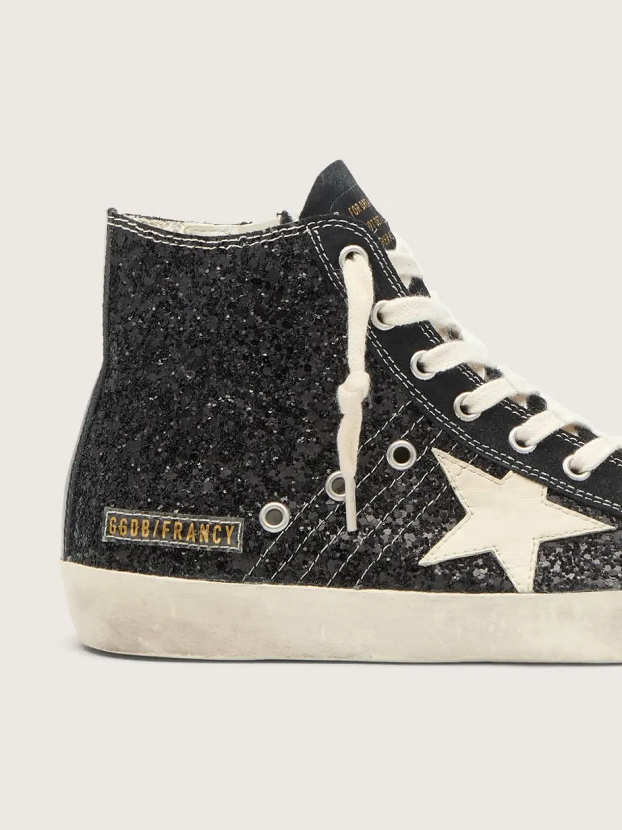 Francy Penstar in glitter con stella avorio e talloncino nero