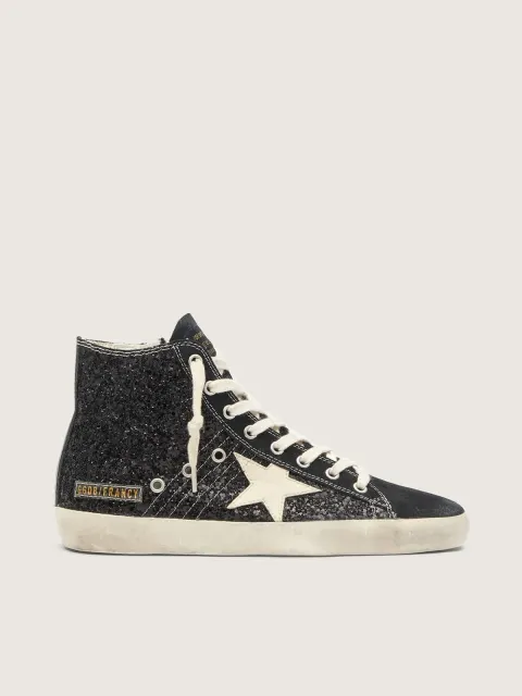 Francy Penstar  in glitter con stella avorio e talloncino nero