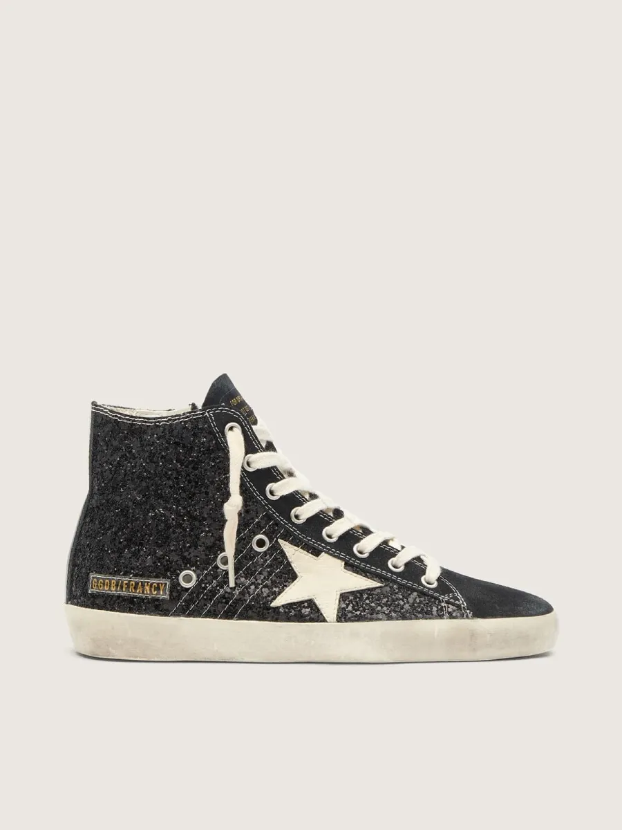 Francy Penstar in glitter con stella avorio e talloncino nero