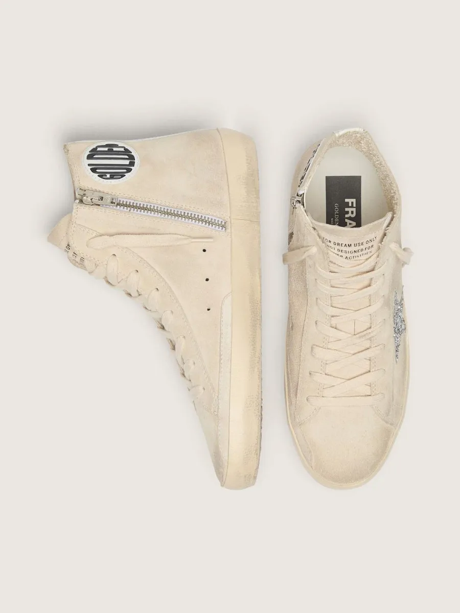 Francy Donna in suede beige con stella in glitter argento
