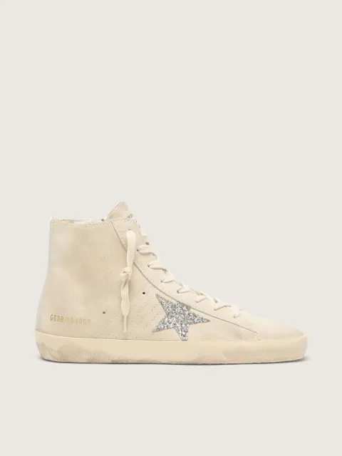 Francy Donna in suede beige con stella in glitter argento