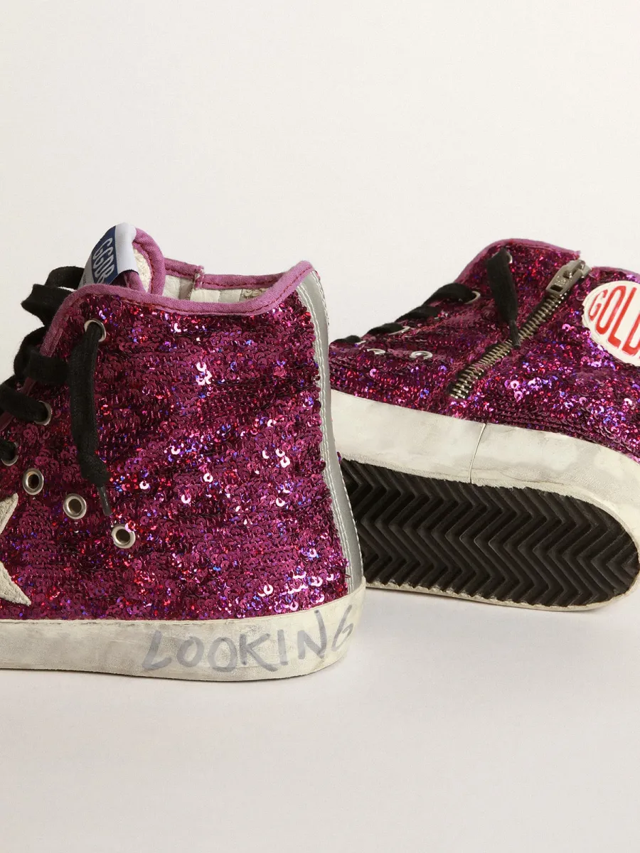 Sneakers Francy con paillettes e scritta a mano sulla suola