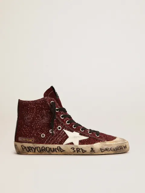 Francy Penstar in glitter color bordeaux con stella in pelle bianca