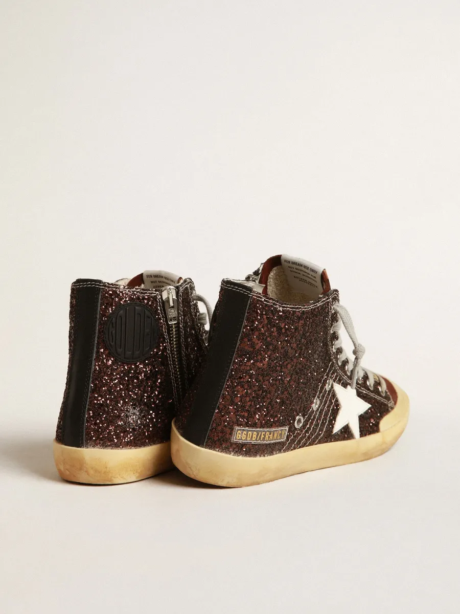 Francy Penstar in glitter marroni con stella in pelle bianca