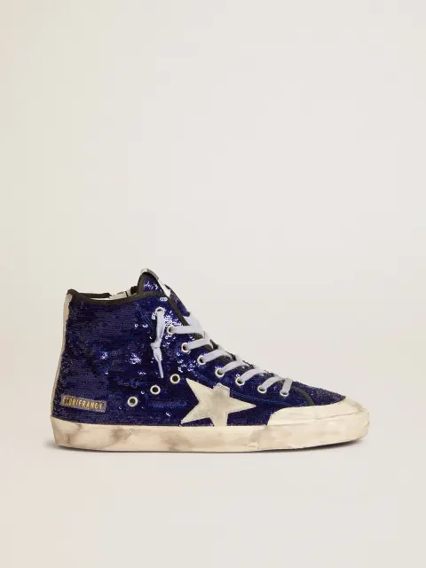Francy Penstar Donna in paillettes bluette con stella in suede ghiaccio