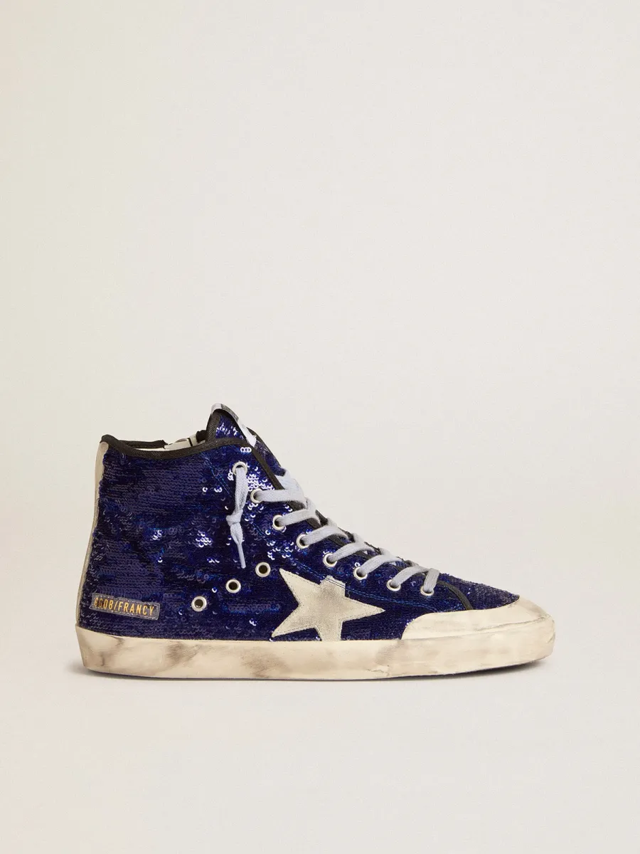 Francy Penstar Donna in paillettes bluette con stella in suede ghiaccio