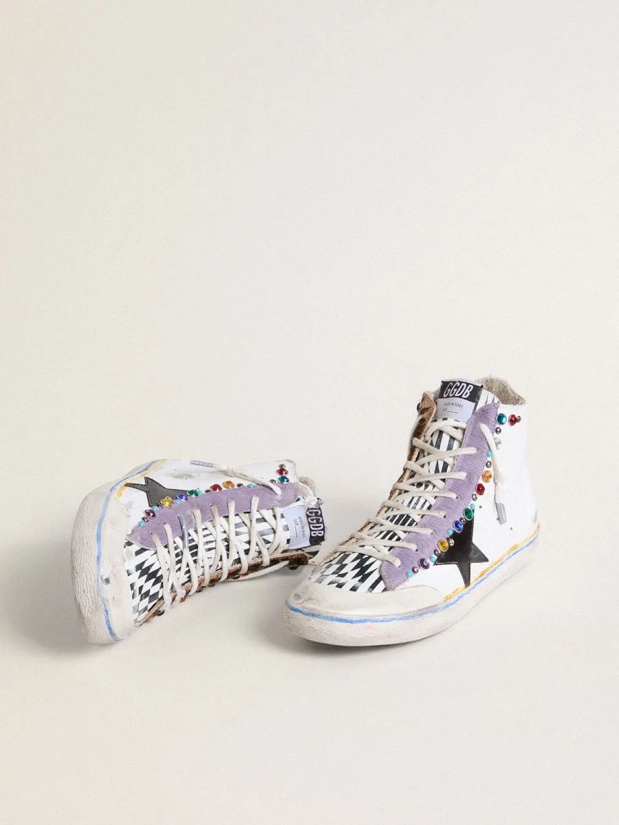 Francy Penstar Donna LAB con stella in pelle nera e borchie multicolori