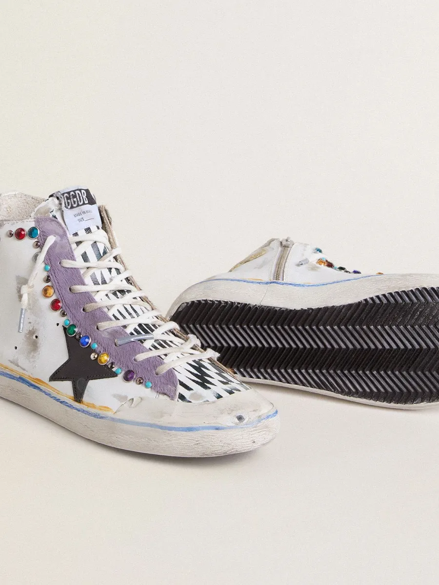 Francy Penstar Donna LAB con stella in pelle nera e borchie multicolori