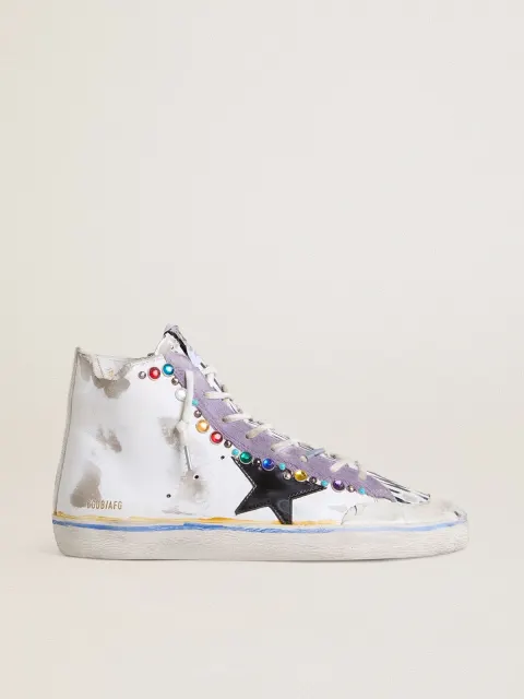 Francy Penstar Donna LAB con stella in pelle nera e borchie multicolori