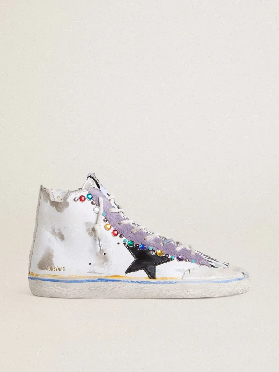 Francy Penstar Donna LAB con stella in pelle nera e borchie multicolori