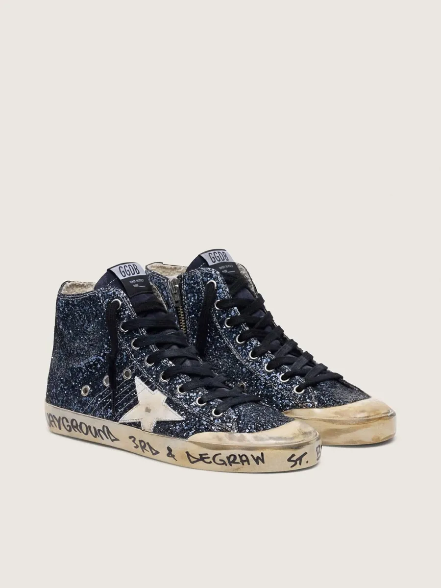 Francy donna in glitter blu scuro con stella bianca