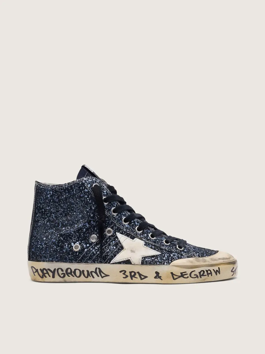 Francy donna in glitter blu scuro con stella bianca