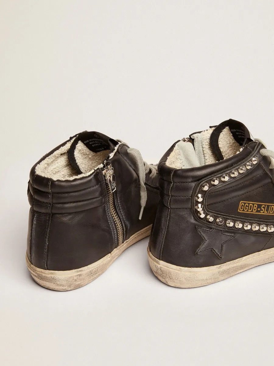 Slide Donna di colore nero con borchie
