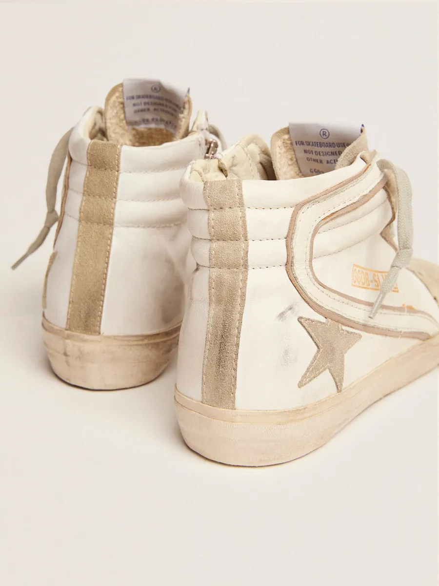 Slide Donna con stella in suede grigio ghiaccio e virgola bianca