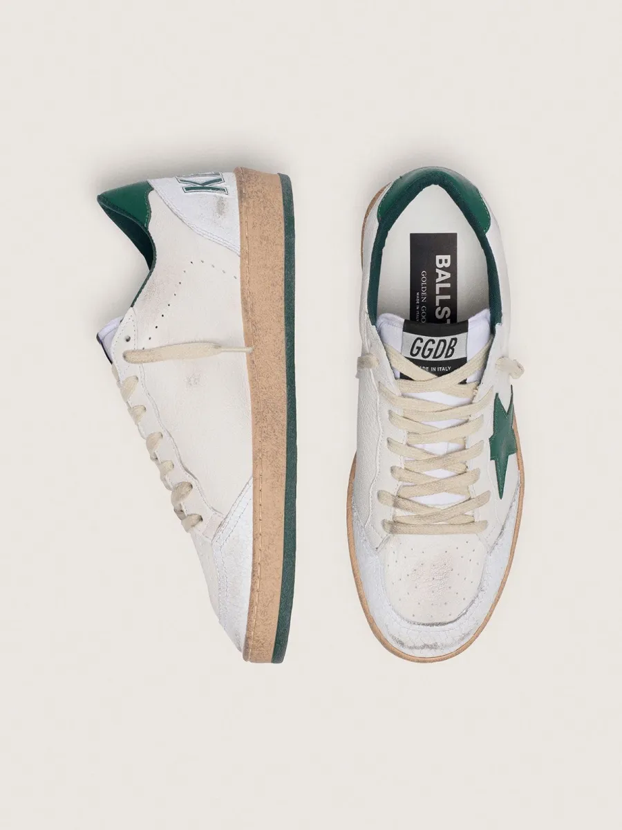 Ball Star Donna in nappa bianca con stella e talloncino in pelle verde