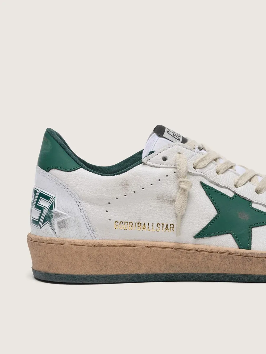 Ball Star Donna in nappa bianca con stella e talloncino in pelle verde