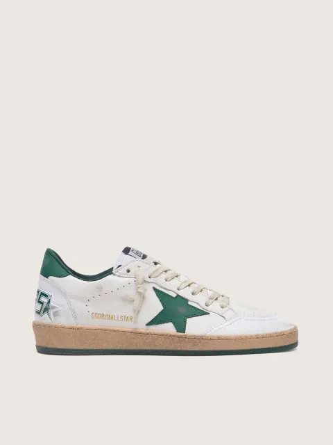 Ball Star Donna in nappa bianca con stella e talloncino in pelle verde
