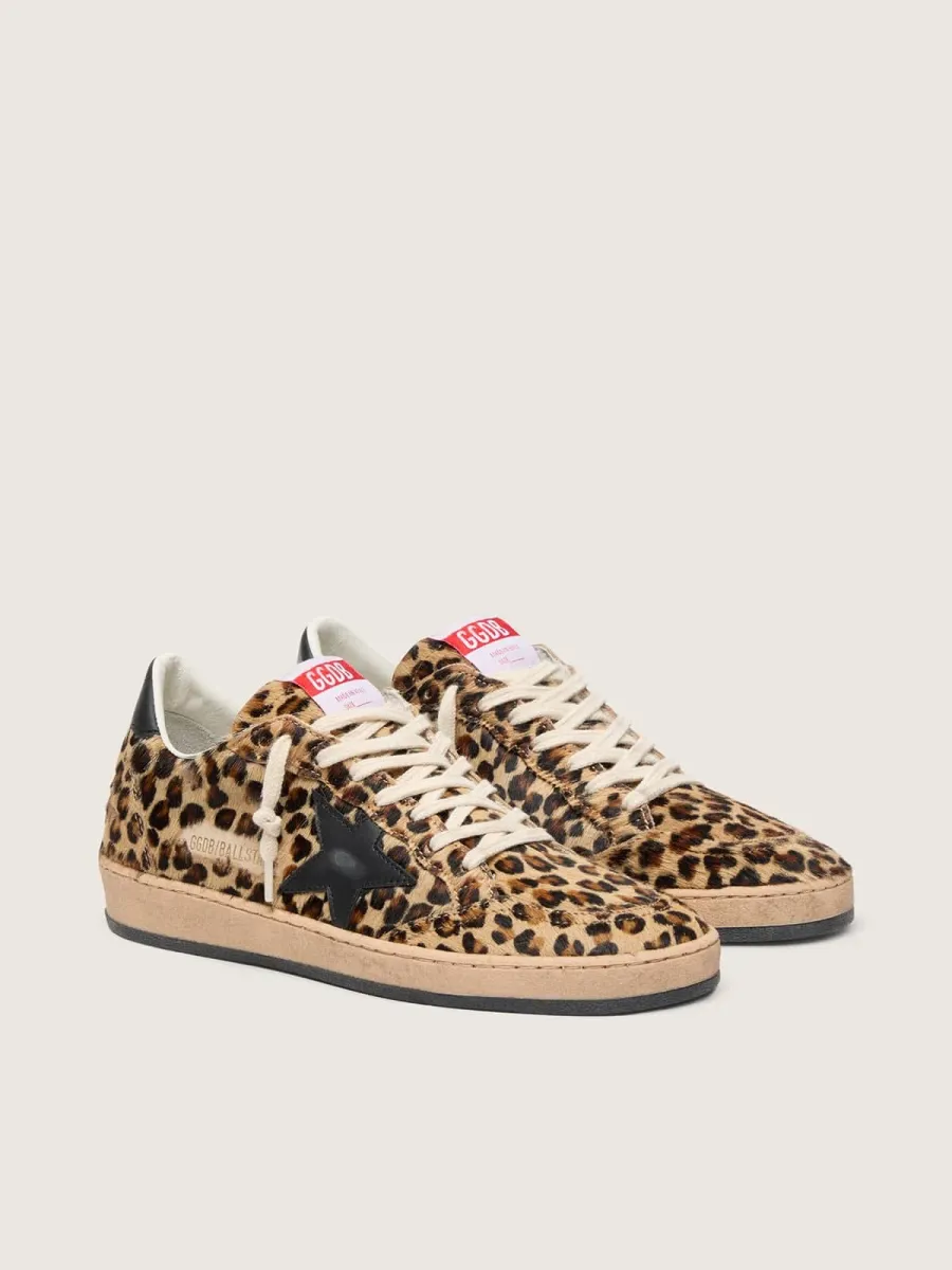 Ball Star Donna in cavallino leo con stella e talloncino in pelle nera