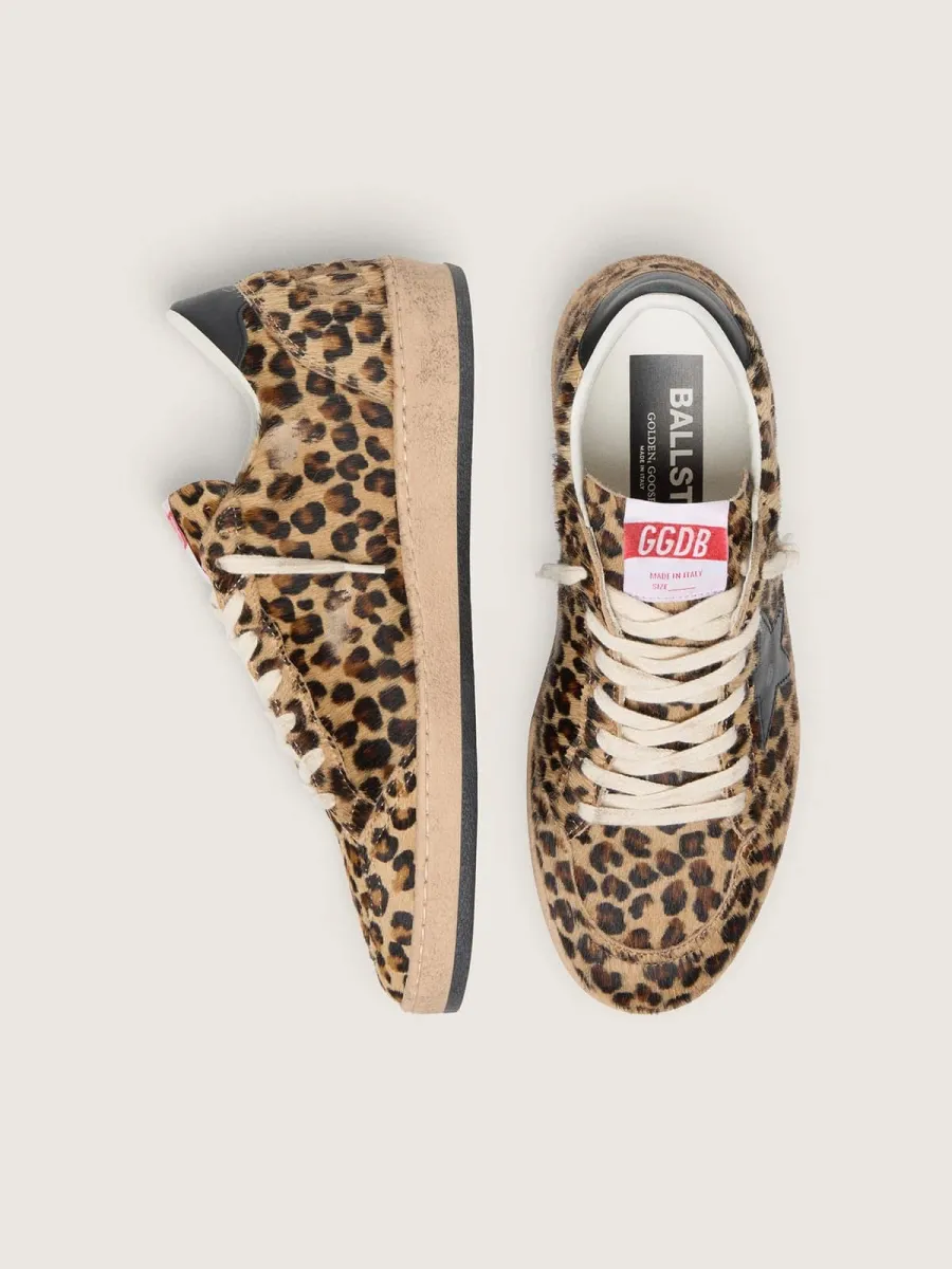 Ball Star Donna in cavallino leo con stella e talloncino in pelle nera