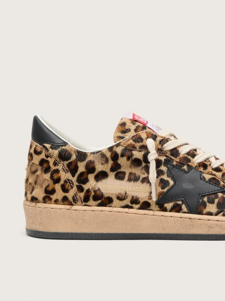 Ball Star Donna in cavallino leo con stella e talloncino in pelle nera