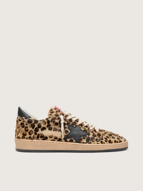 Ball Star Donna in cavallino leo con stella e talloncino in pelle nera
